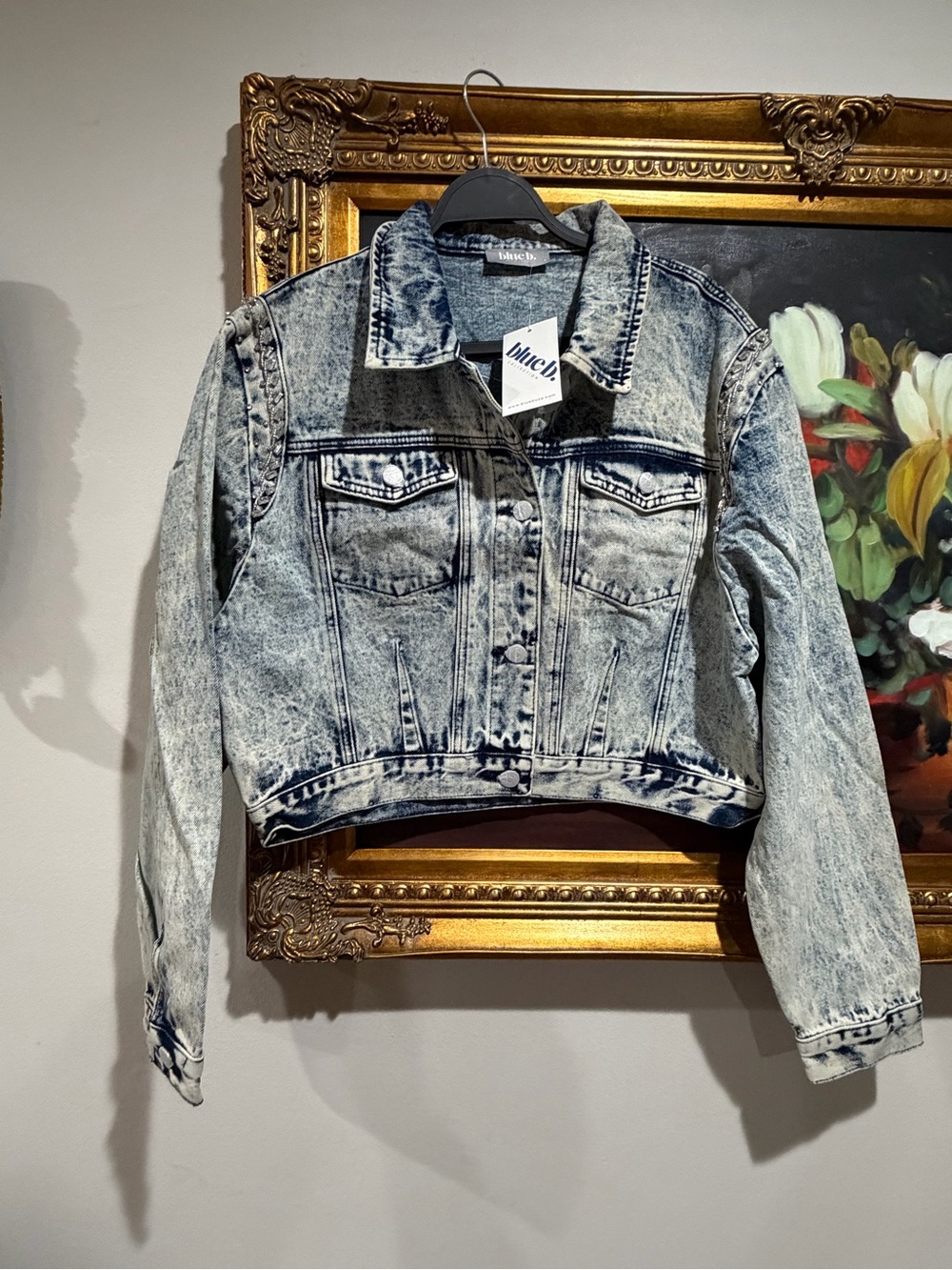 Blue b. Collection Cropped Acid-Wash Denim Jacket